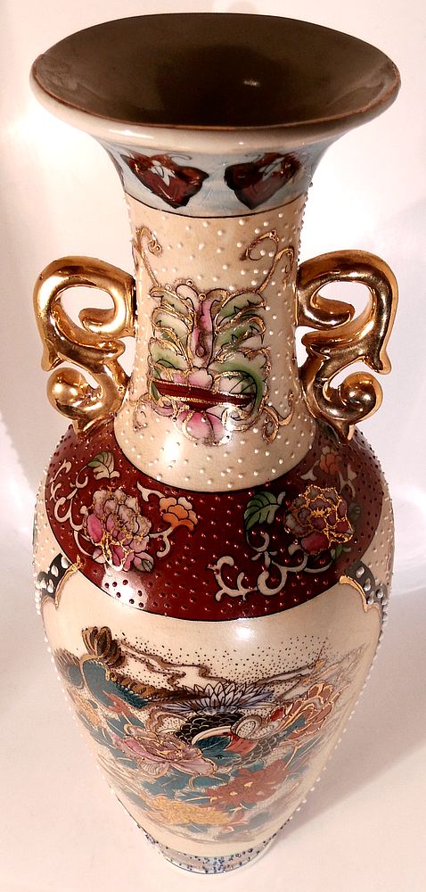 Čínská váza ručně malovaná, zlacená 305 mm